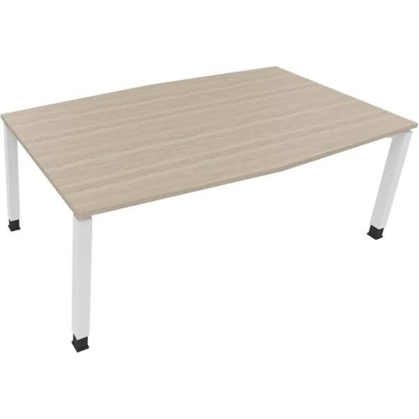Besprechungstisch Tonneau Vierfuß Quadrat B2000xT1000/1100xH680-820 weiß/Eiche