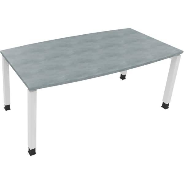 Besprechungstisch Tonneau Vierfuß Quadrat B1800xT800/900xH680-820 weiß/Beton