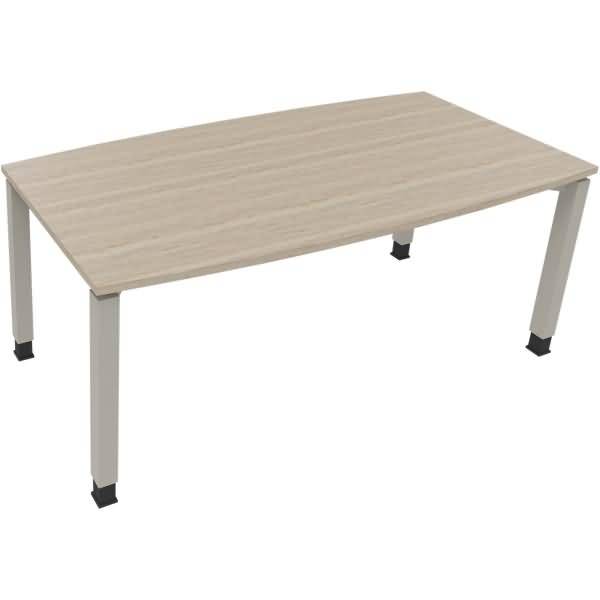 Besprechungstisch Tonneau Vierfuß Quadrat B1800xT800/900xH680-820 silber/Eiche