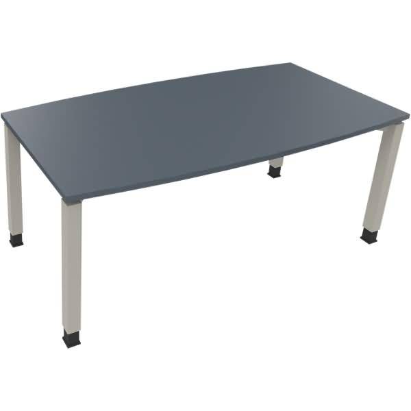 Besprechungstisch Tonneau Vierfuß Quadrat B1800xT800/900xH680-820 silber/Lava