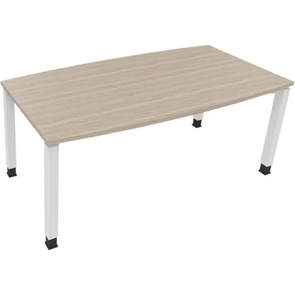 Besprechungstisch Tonneau Vierfuß Quadrat B1800xT800/900xH680-820 weiß/Eiche