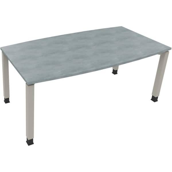 Besprechungstisch Tonneau Vierfuß Quadrat B1800xT800/900xH680-820 silber/Beton