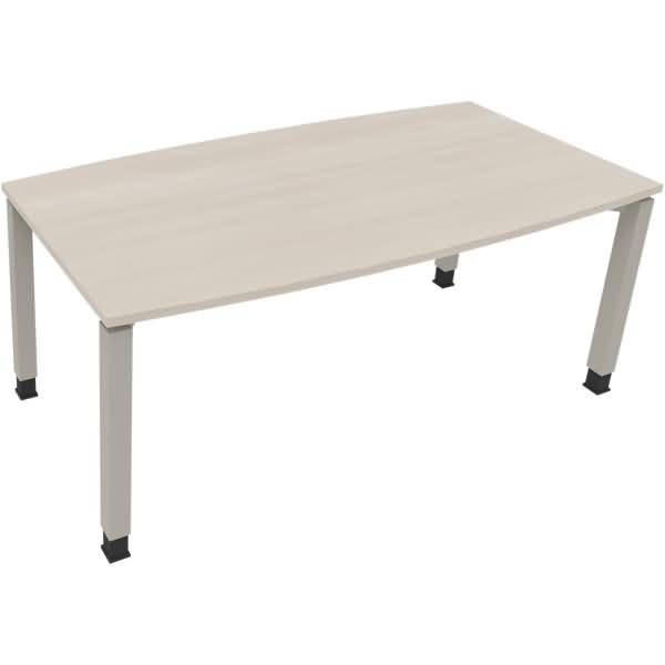 Besprechungstisch Tonneau Vierfuß Quadrat B1800xT800/900xH680-820 silber/Akazie