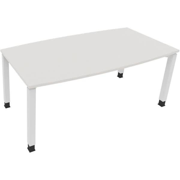 Besprechungstisch Tonneau Vierfuß Quadrat B1800xT800/900xH680-820 weiß/Weiß