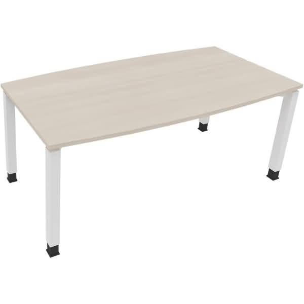 Besprechungstisch Tonneau Vierfuß Quadrat B1800xT800/900xH680-820 weiß/Akazie