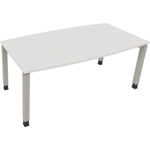 Besprechungstisch Tonneau Vierfuß Quadrat B1800xT800/900xH680-820 silber/weiß