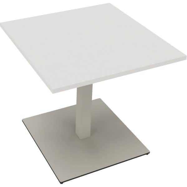 Besprechungstisch Rechteck Tellerfuß Quadrat B800xT800xH720 silber/weiß