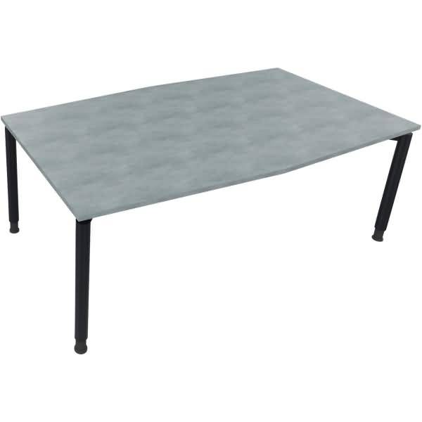 Besprechungstisch Tonneau Vierfuß Rund B2000xT1000/1100xH680-820 anthrazit/Beton
