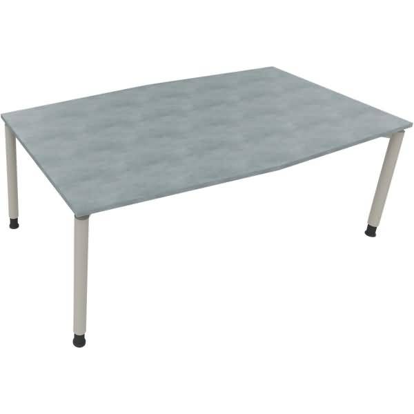 Besprechungstisch Tonneau Vierfuß Rund B2000xT1000/1100xH680-820 silber/Beton