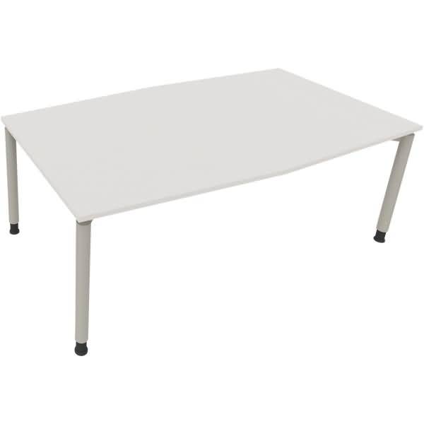 Besprechungstisch Tonneau Vierfuß Rund B2000xT1000/1100xH680-820 silber/weiß