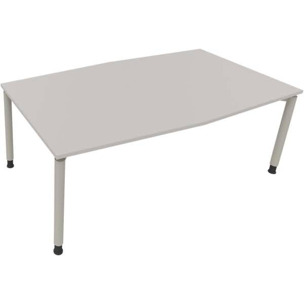 Besprechungstisch Tonneau Vierfuß Rund B2000xT1000/1100xH680-820 silber/Lichtgrau
