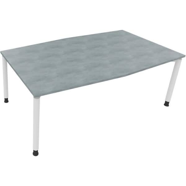 Besprechungstisch Tonneau Vierfuß Rund B2000xT1000/1100xH680-820 weiß/Beton