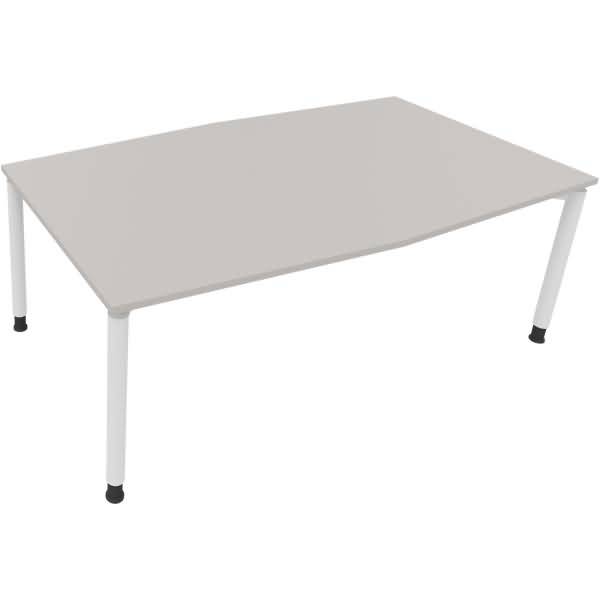 Besprechungstisch Tonneau Vierfuß Rund B2000xT1000/1100xH680-820 weiß/Lichtgrau