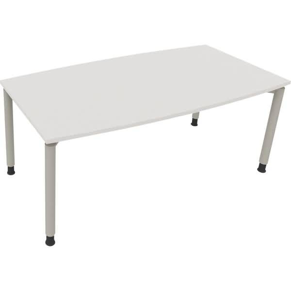 Besprechungstisch Tonneau Vierfuß Rund B1800xT800/900xH680-820 silber/weiß