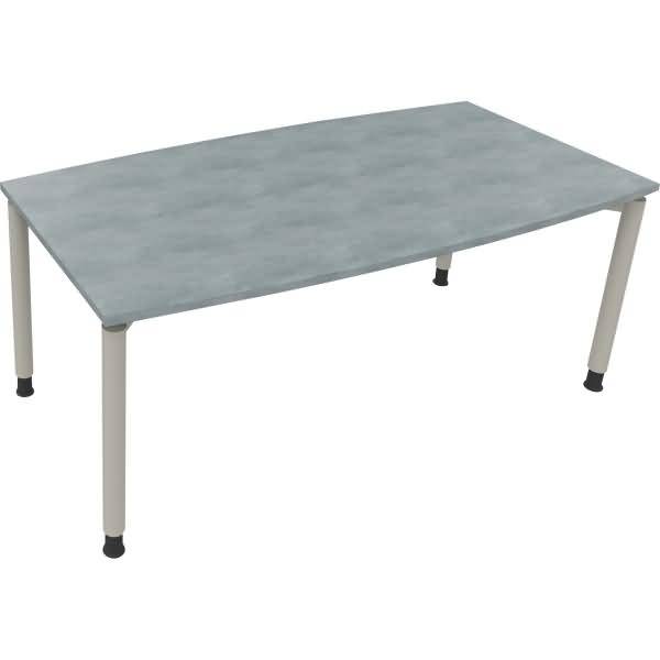 Besprechungstisch Tonneau Vierfuß Rund B1800xT800/900xH680-820 silber/Beton