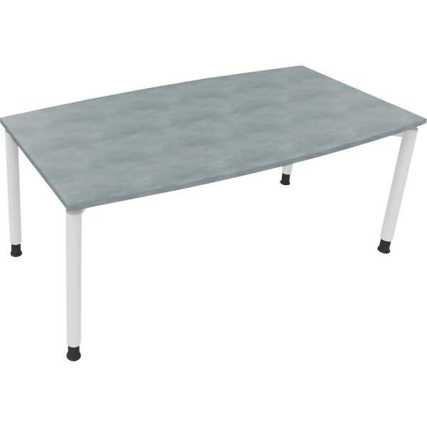 Besprechungstisch Tonneau Vierfuß Rund B1800xT800/900xH680-820 weiß/Beton