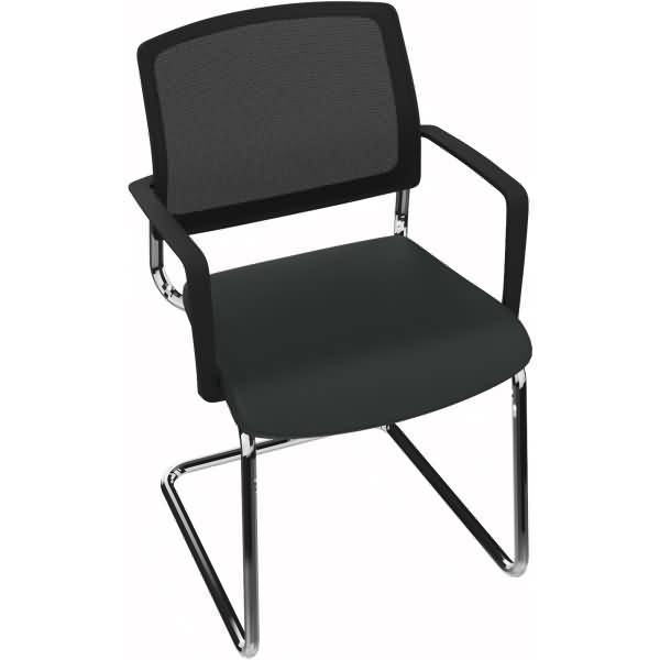 Konferenzstuhl chrom Armlehne Sitz Xtreme schwarz Rücken Netz schwarz