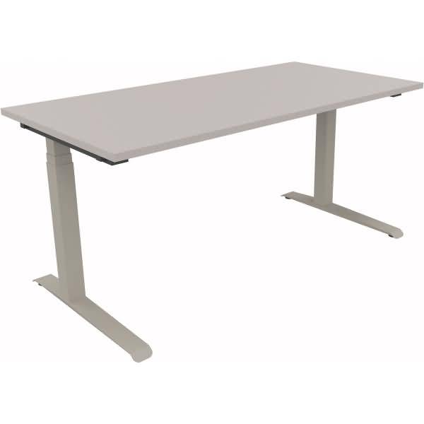 Sitz-/Stehtisch Kufe Doppels. Quad. B1600xT800xH645-1275 silber/Lichtgrau