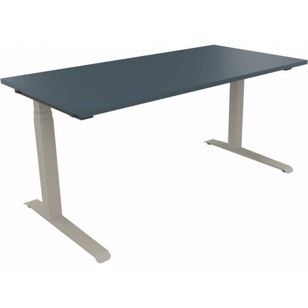 Sitz-/Stehtisch Kufe Doppels. Quad. B1600xT800xH645-1275 silber/Lavagrau