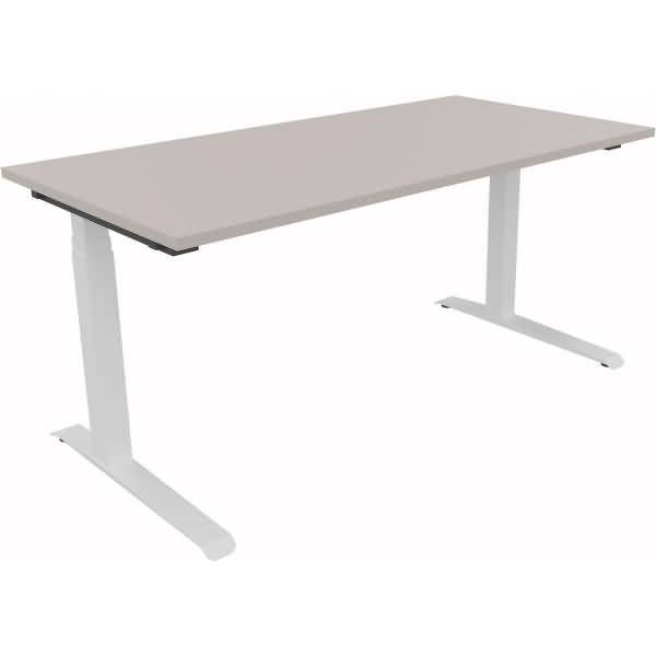 Sitz-/Stehtisch Kufe Doppels. Quad. B1600xT800xH645-1275 weiß/Lichtgrau