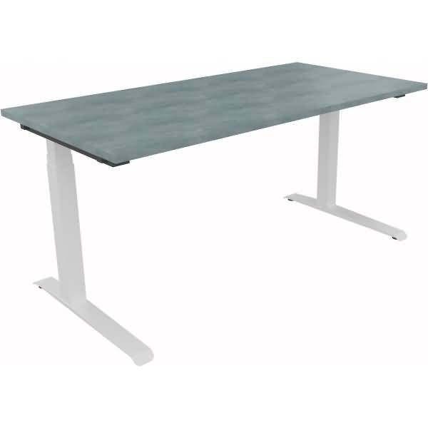 Sitz-/Stehtisch Kufe Doppels. Quad. B1600xT800xH645-1275 weiß/Beton