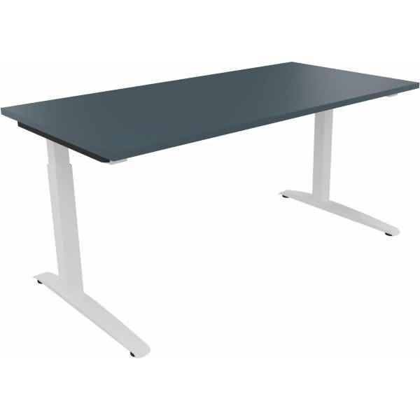 Schreibtisch Kufe Quadrat B1600xT800xH650-850 weiß/Lavagrau