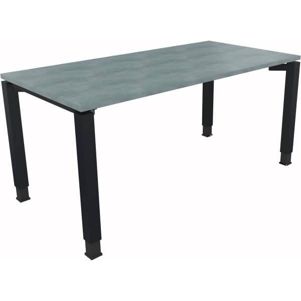 Schreibtisch Vierfuß Quadratrohr B1600xT800xH680-820 anthrazit/Beton