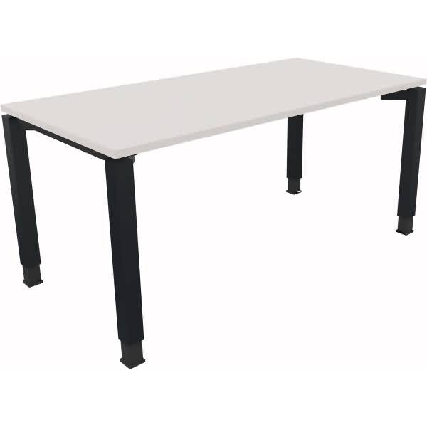 Schreibtisch Vierfuß Quadratrohr B1600xT800xH680-820 anthrazit/Weiß
