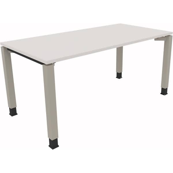 Schreibtisch Vierfuß Quadratrohr B1600xT800xH680-820 silber/weiß