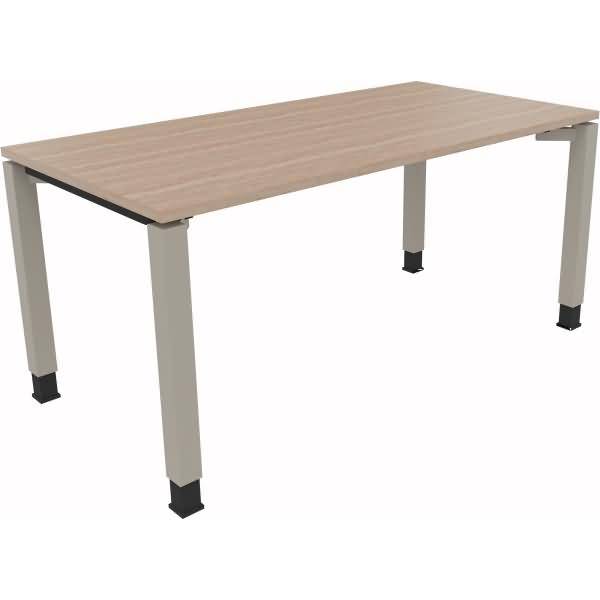 Schreibtisch Vierfuß Quadratrohr B1600xT800xH680-820 silber/Eiche Nat