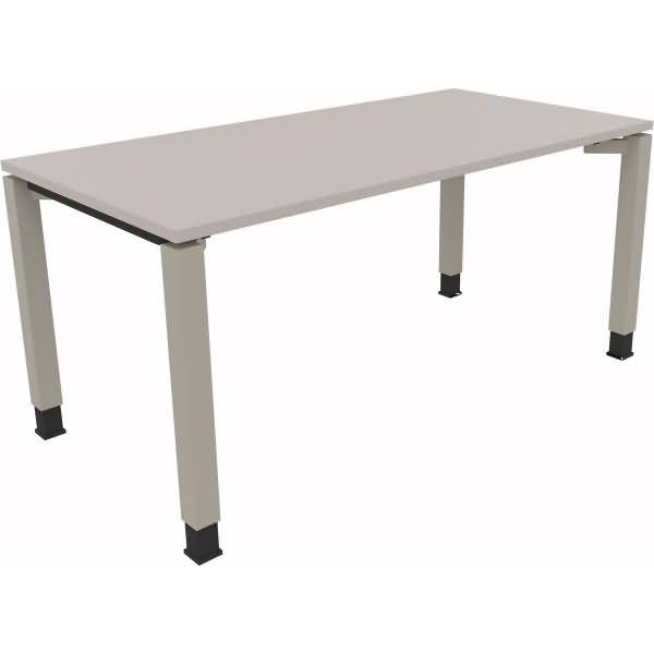 Schreibtisch Vierfuß Quadratrohr B1600xT800xH680-820 silber/Lichtgrau