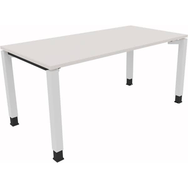 Schreibtisch Vierfuß Quadratrohr B1600xT800xH680-820 weiß/Weiß