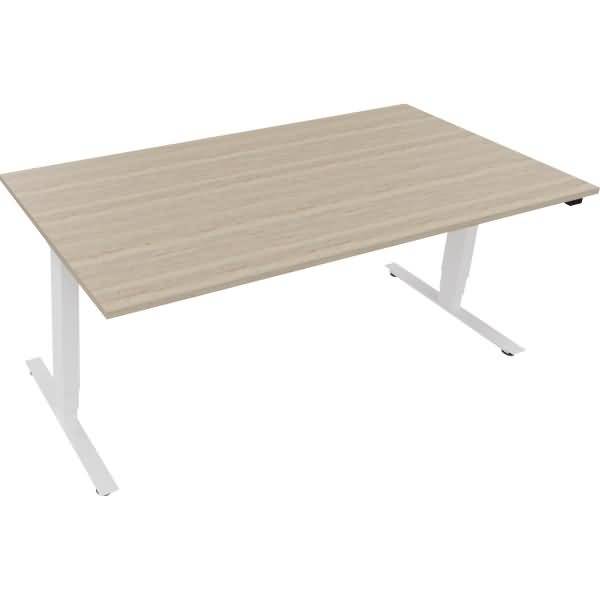 Sitz-/Stehtisch T-Kufe klappbar B1800xT900xH625-1285 weiß/Eiche Nat