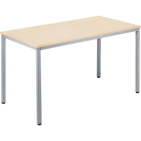 Konferenztisch 1.200x700mm Gestell alusilber Platte ahorn