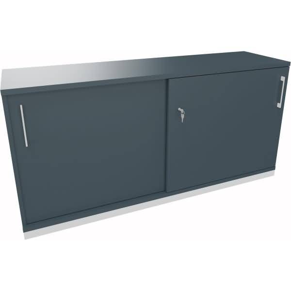 Schiebetürenschrank 2OH B1600xT442xH781mm weiß/Lavagrau