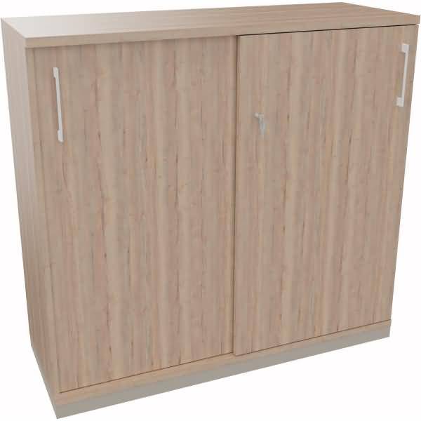 Schiebetürenschrank 3OH B1200xT442xH1133mm silber/Eiche Natur