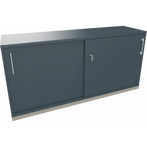 Schiebetürenschrank 2OH B1600xT442xH781mm silber/Lavagrau