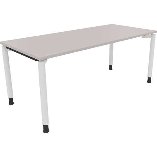 Schreibtisch Vierfuß Rundrohr B1800xT800xH680-820 weiß/Lichtgrau