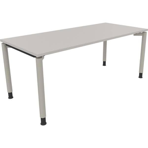 Schreibtisch Vierfuß Rundrohr B1800xT800xH680-820 silber/Lichtgrau