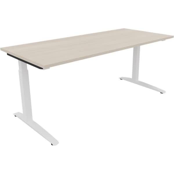 Schreibtisch Kufe Quadrat B1800xT800xH650-850 weiß/Akazie hell