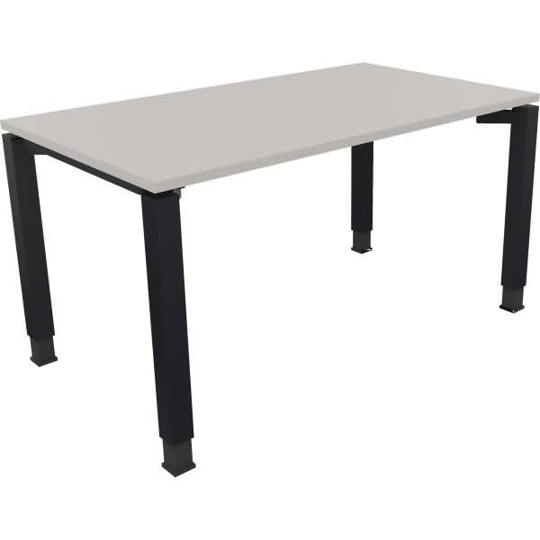 Schreibtisch Vierfuß Quadratrohr B1400xT800xH680-820 anthrazit/Lichtgrau