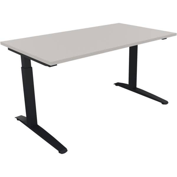 Schreibtisch Kufe Quadrat B1400xT800xH650-850 anthrazit/Lichtgrau