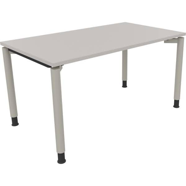 Schreibtisch Vierfuß Rundrohr B1400xT800xH680-820 silber/Lichtgrau