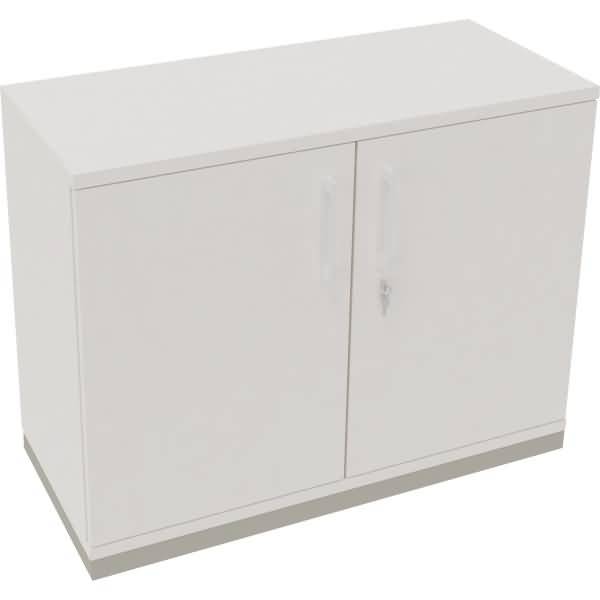Flügeltürenschrank 2OH B1000xT442xH781 silber/weiß