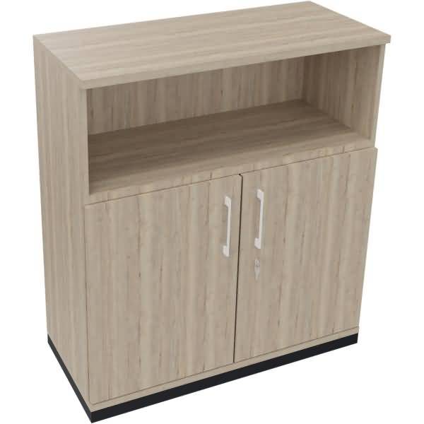Kombischrank 2OH Tür 1OH Regal B1000xT442xH1133mm anthrazit/Eiche Natur