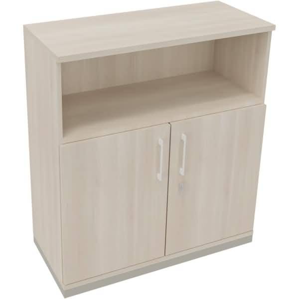 Kombischrank 2OH Tür 1OH Regal B1000xT442xH1133mm silber/Akazie