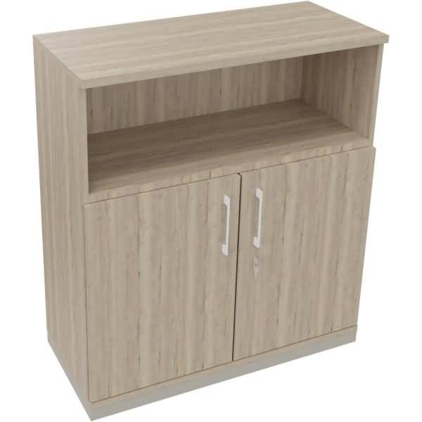 Kombischrank 2OH Tür 1OH Regal B1000xT442xH1133mm silber/Eiche Natur