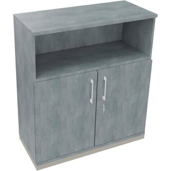 Kombischrank 2OH Tür 1OH Regal B1000xT442xH1133mm silber/Beton