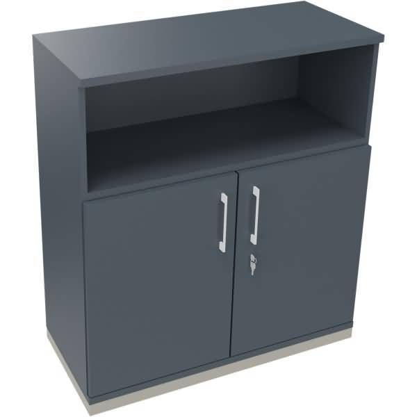 Kombischrank 2OH Tür 1OH Regal B1000xT442xH1133mm silber/Lavagrau
