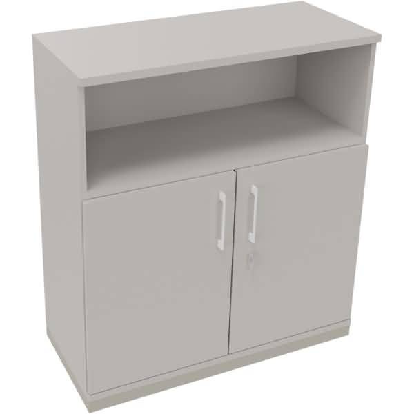 Kombischrank 2OH Tür 1OH Regal B1000xT442xH1133mm silber/Lichtgrau